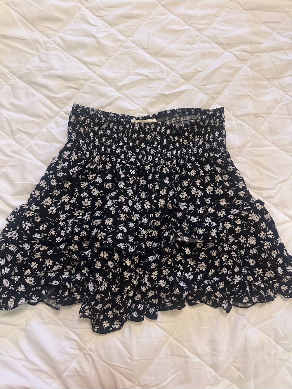 Pacsun LA Hearts black ruffle skirt with white floral print | New with Tags
